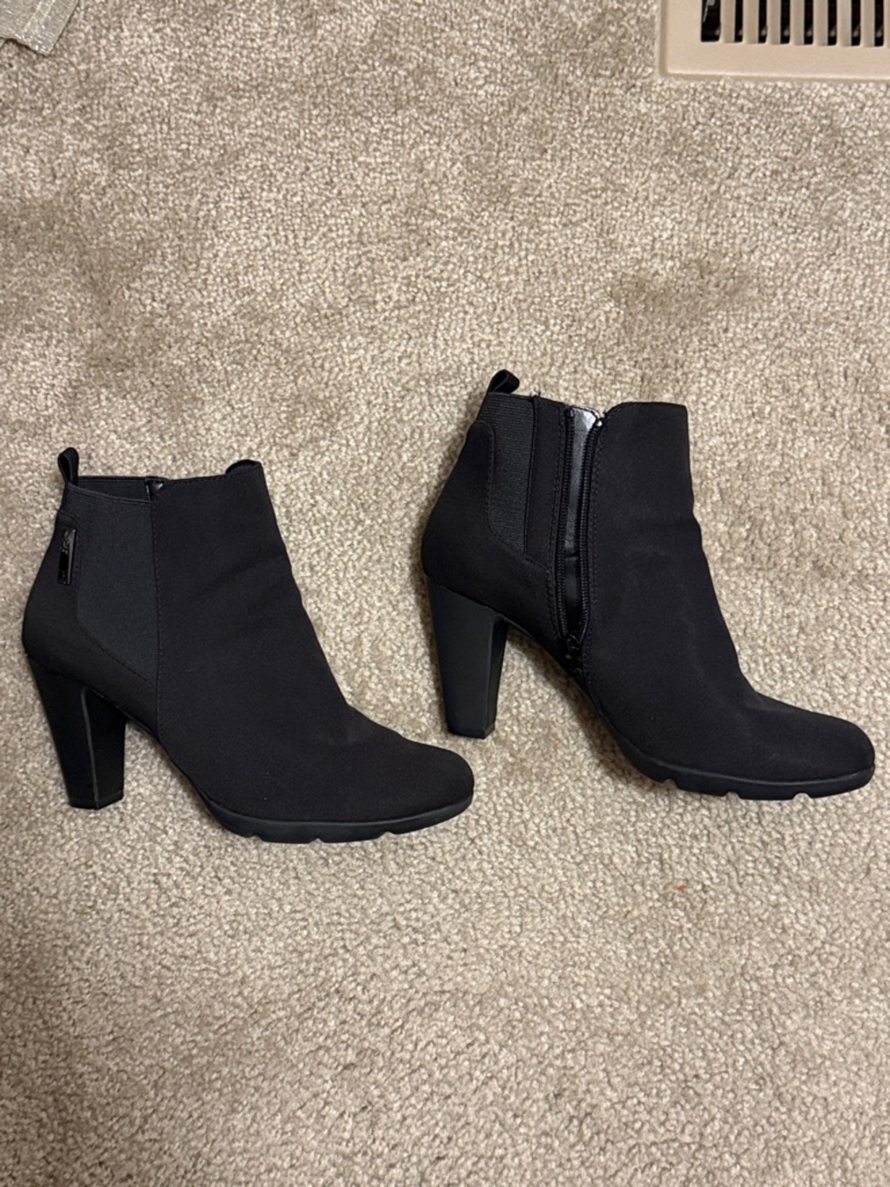 Anne Klein Black Ankle Booties with Block Heel